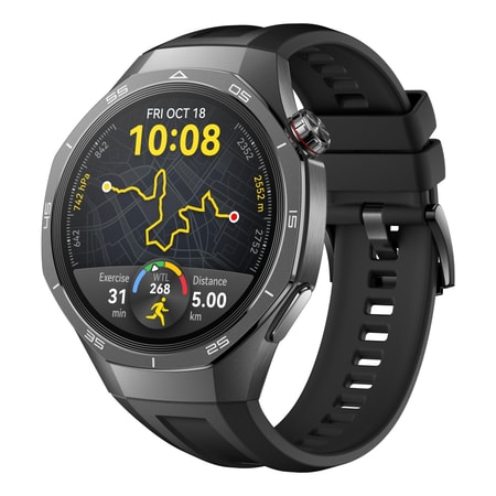 WATCH GT 5 Pro 46mm Titanbeschichtetes Edelstahlgehäuse mit schwarzem Fluorelastomer-Armband Smartwatch