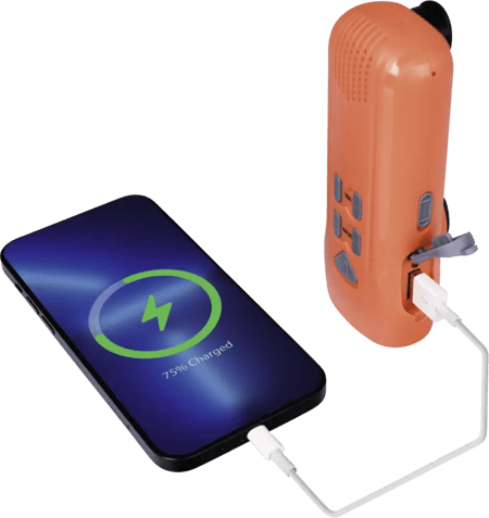 RD5035 Kurbel-Radio Outdoor LED-Taschenlampe mit FM-Radio, Powerbank, Dynamo-Kurbel, orange