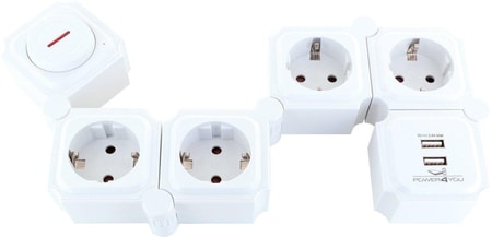  Flexible Steckdosenleiste 4-F weiß