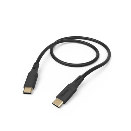 Ladekabel "Flexible", USB-C - USB-C, 1,5 m, Silikon, Schwarz