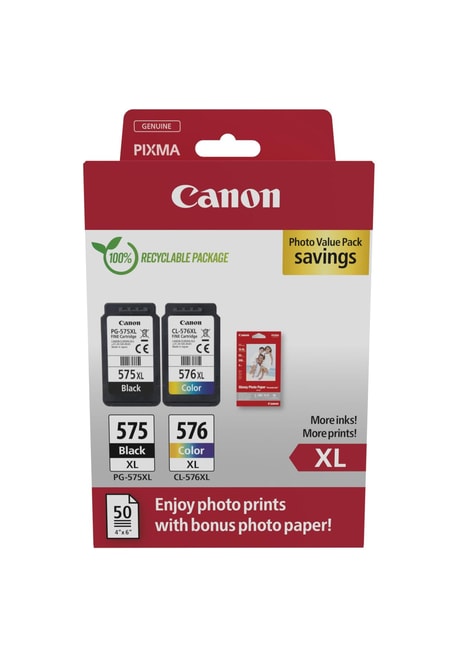 PG-575XL/CL-576XL Tintenpatrone + Fotopapier-Vorteilspaket
