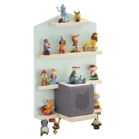 Holzregal "Haus" für Hörspielbox, Hörspielfiguren (z.B. Tonies®), Mint (00132439)