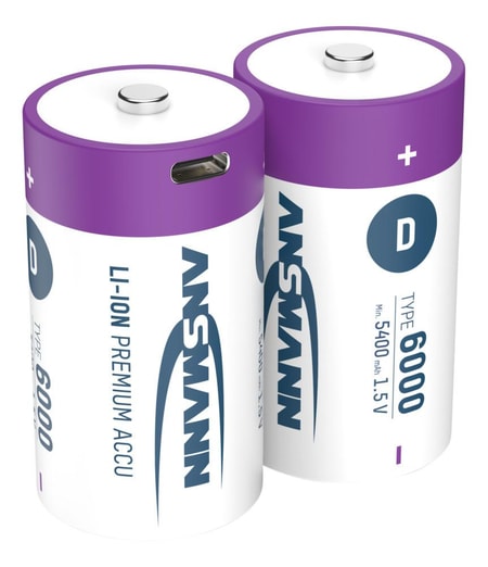 Li-Ion Akkus Mono D Typ 6000 (min. 5400 mAh) 2er Karton