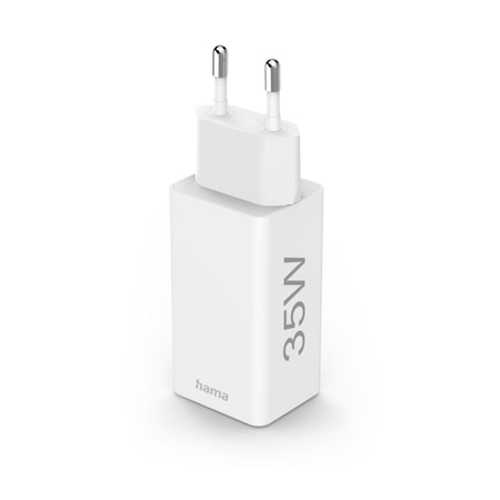 Schnellladegerät + Kabel, 2x USB-C, PD/QC, Mini-Ladegerät, 35W, 1 m, Weiß (00125116) Ladegeräte