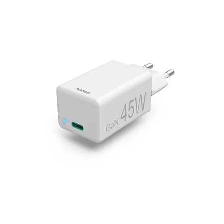 Schnellladegerät, USB-C, PD/Qualcomm®/GaN, Mini-Ladegerät, 45 W, Weiß