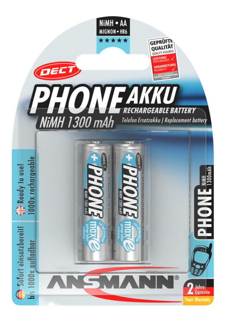 Dect NiMH Akku Mignon AA 1300 mAh maxE 2er Blister Akku