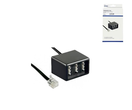 TAE Verteiler, 3x TAE N/F/F Buchse auf RJ11/RJ45 Stecker (6P4C), 0,2 m, Schwarz