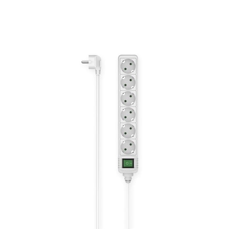 Steckdosenleiste, 6-fach, Schalter, 3 m, Weiß (00223008)