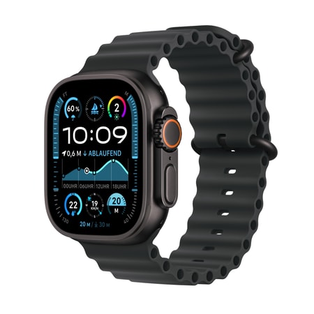 Watch Ultra 2 GPS + Cellular, 49 mm Schwarz Titan­gehäuse, mit Schwarz Ocean Band