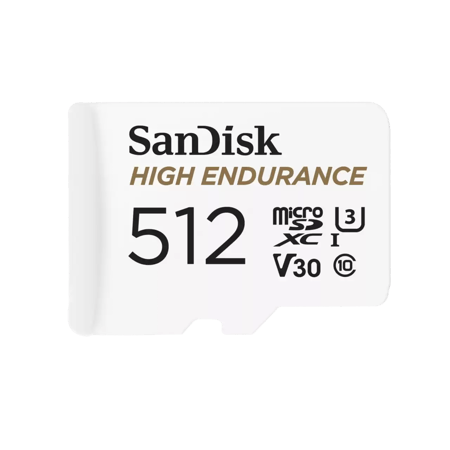 microSDXC High Endurance Monitoring 512GB, Class 10, 100MB/s + SD-Adapter