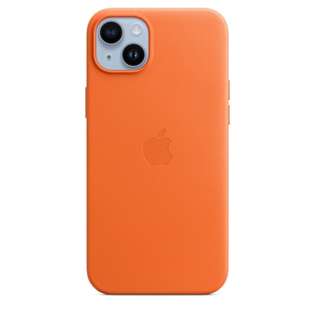 iPhone 14 Plus Leder Case mit MagSafe - Orange Handyhülle