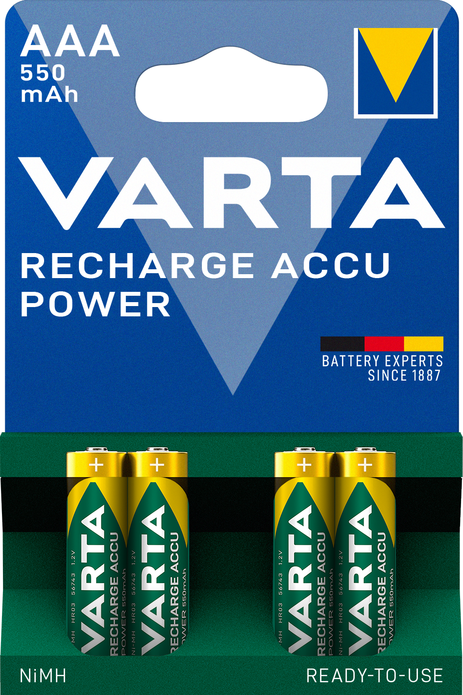 RECHARGE ACCU Power 550mAh AAA 4 Blister