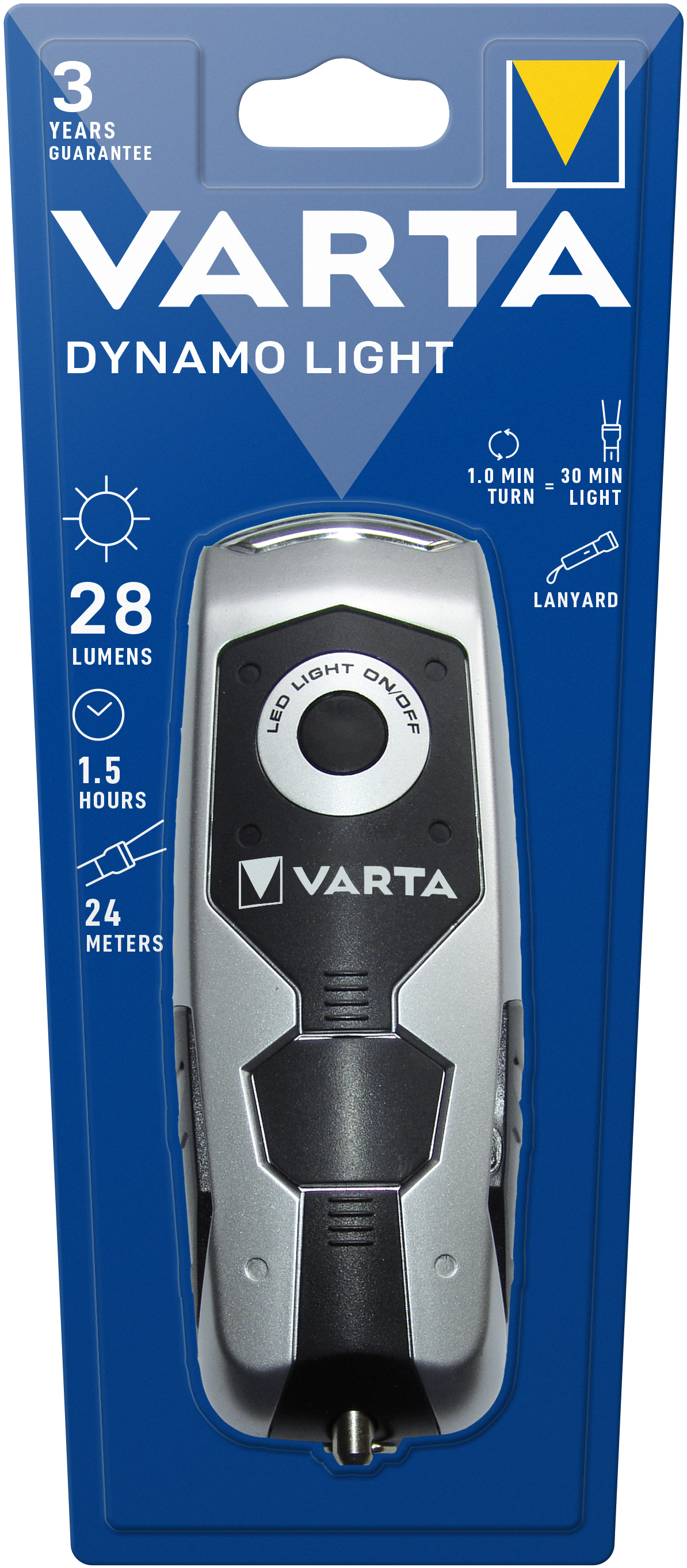 Dynamo Light LED Schwarz, Grau Hand-Blinklicht Taschenlampe