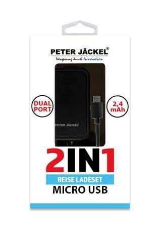 USB Travel Charger Set 2in1 Dual Port 2.4A Micro-USB Black
