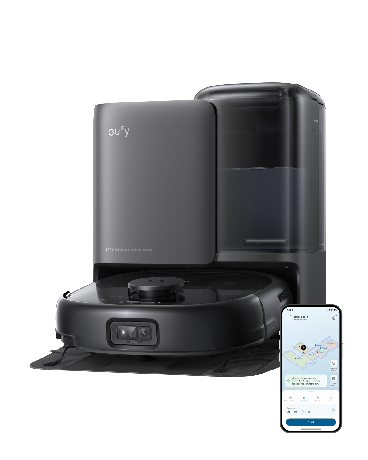 Omni E25 schwarz Saugroboter mit Wischfunktion