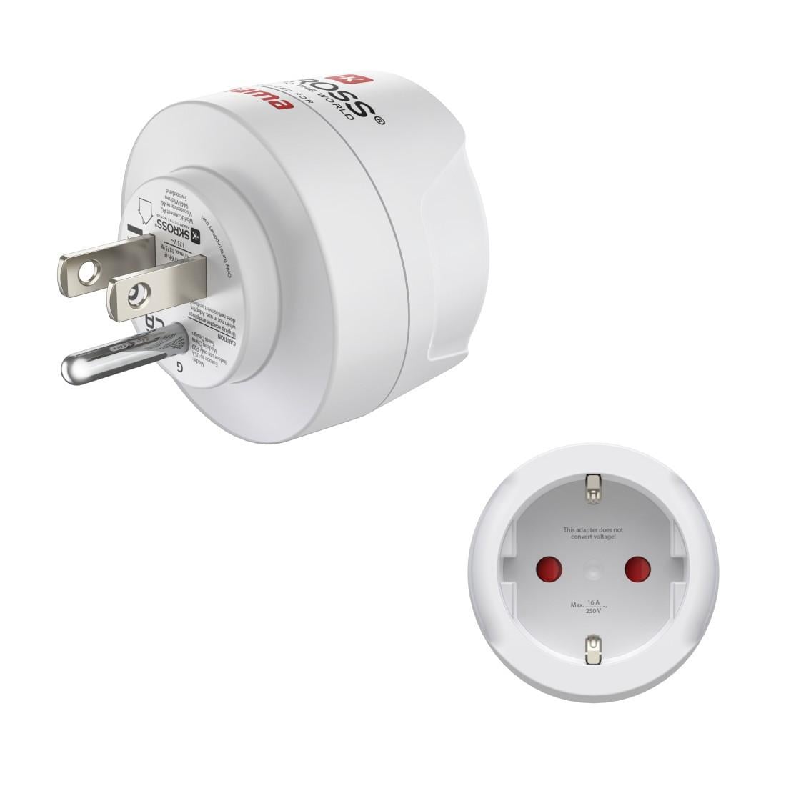 Reiseadapter Typ B, 3-polig, für USA, Kanada, Karibik und Ostasien (00223485)