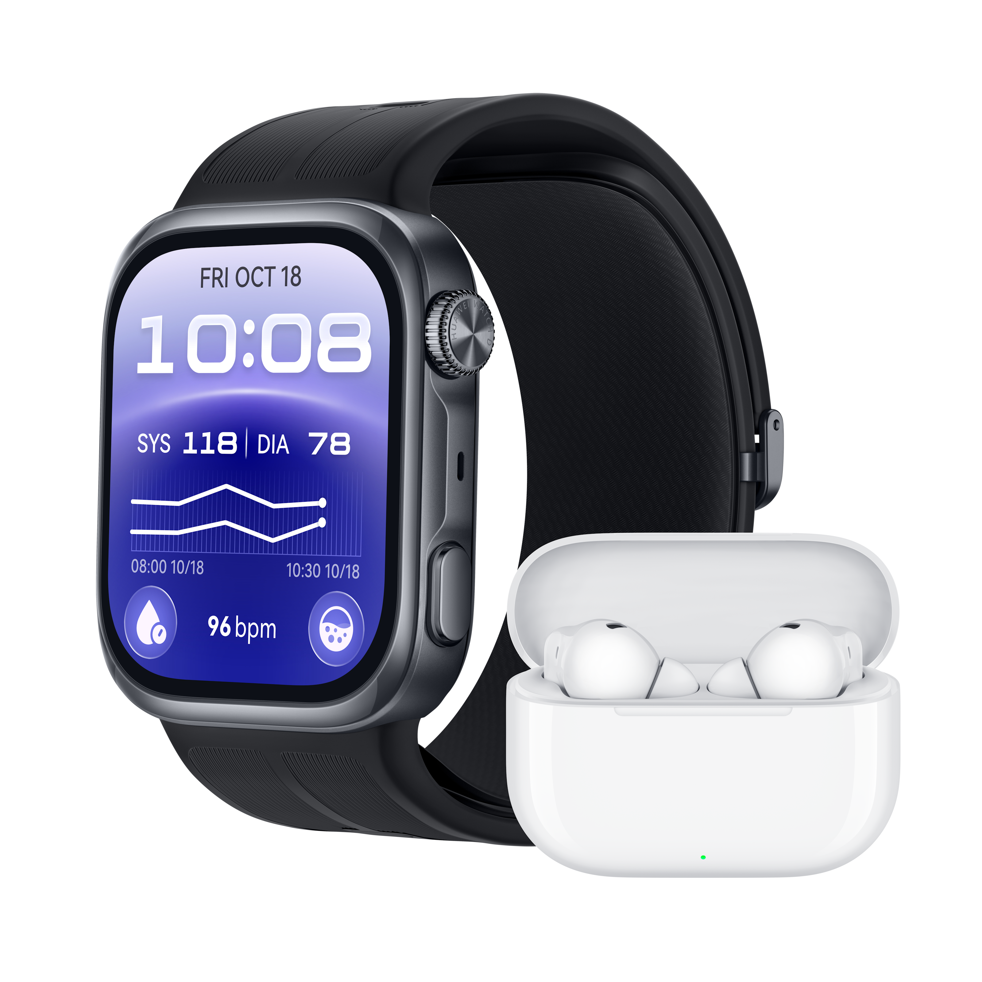 Watch D3 Schwarz + Huawei Freebuds SE 4 Weiß Smartwatch