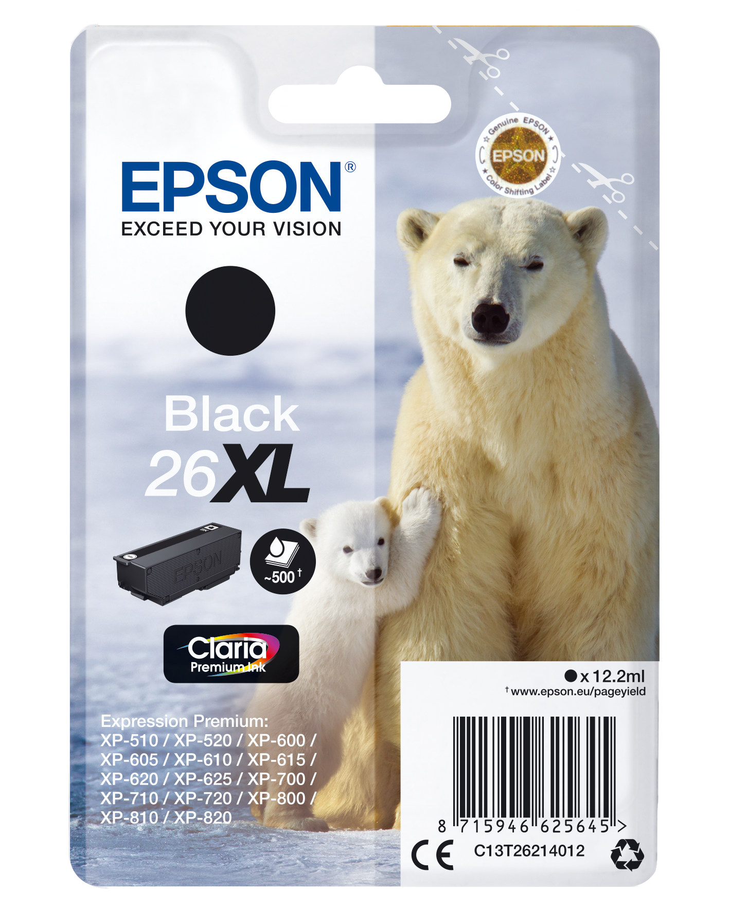 C13T26214012 26XL Eisbär schwarz Druckerpatrone