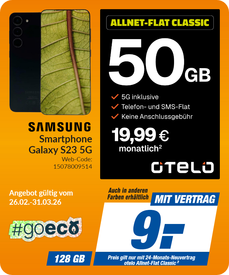 Samsung Galaxy S23 mit Allnet Flat Classic für 9€!