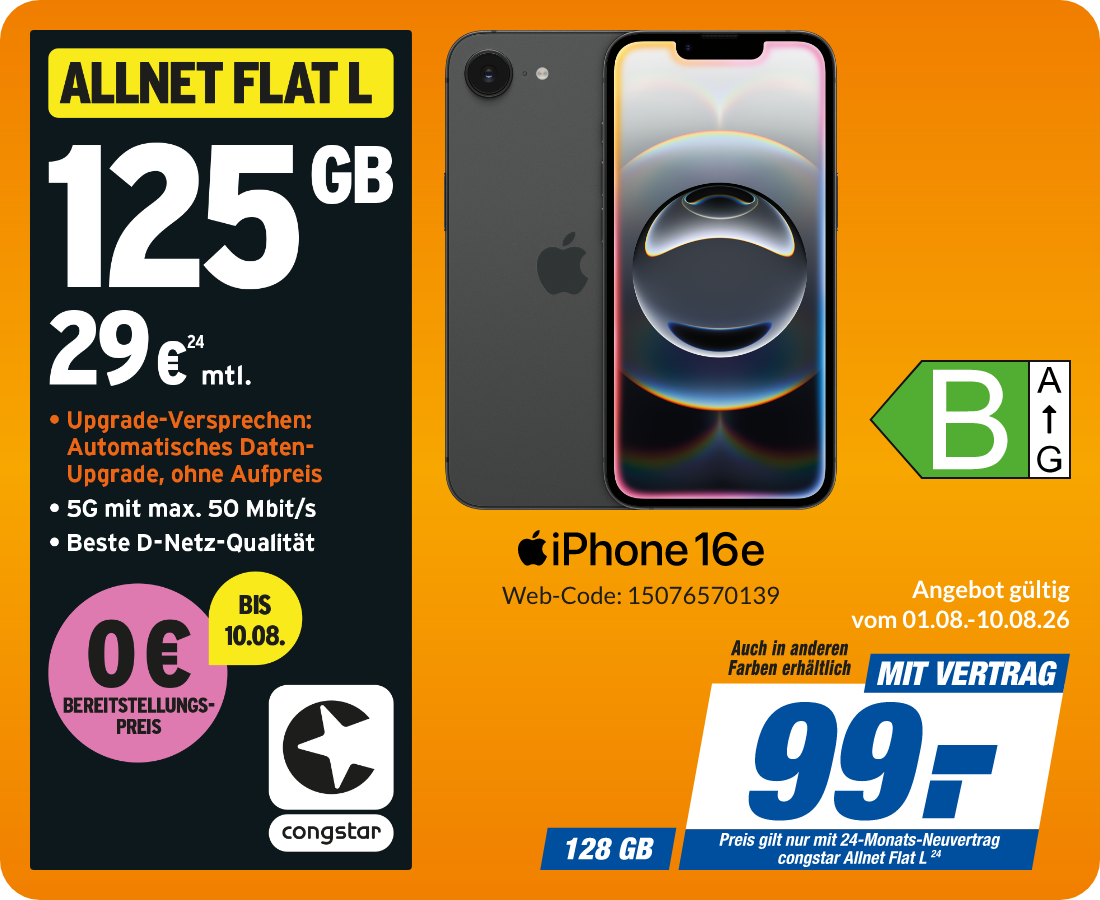 iPhone 16e mit Allnet Flat L für 99€!