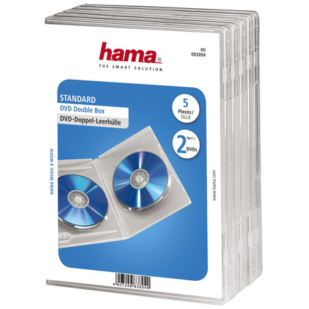 DVD-Doppel-Leerhülle Standard, 5er-Pack, Transparent
