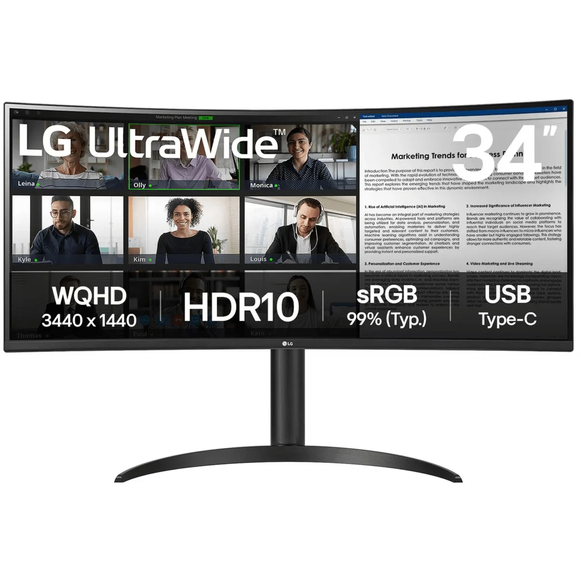 UltraWide 34WR55QK-B.AEU, Schwarz, 34 Zoll, Curved, UWQHD, 100 Hz, 5 ms