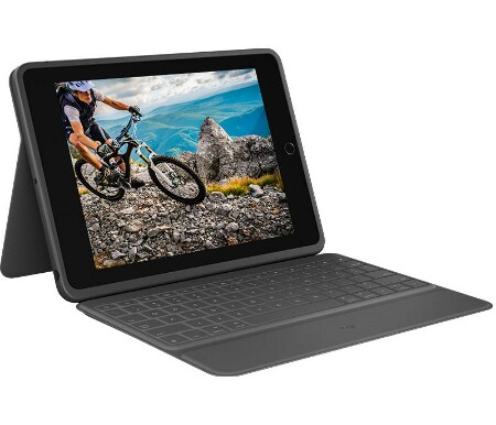 Rugged Folio Tablet-Tastatur mit Bookcover für iPad (7., 8., 9. Generation), Graphit