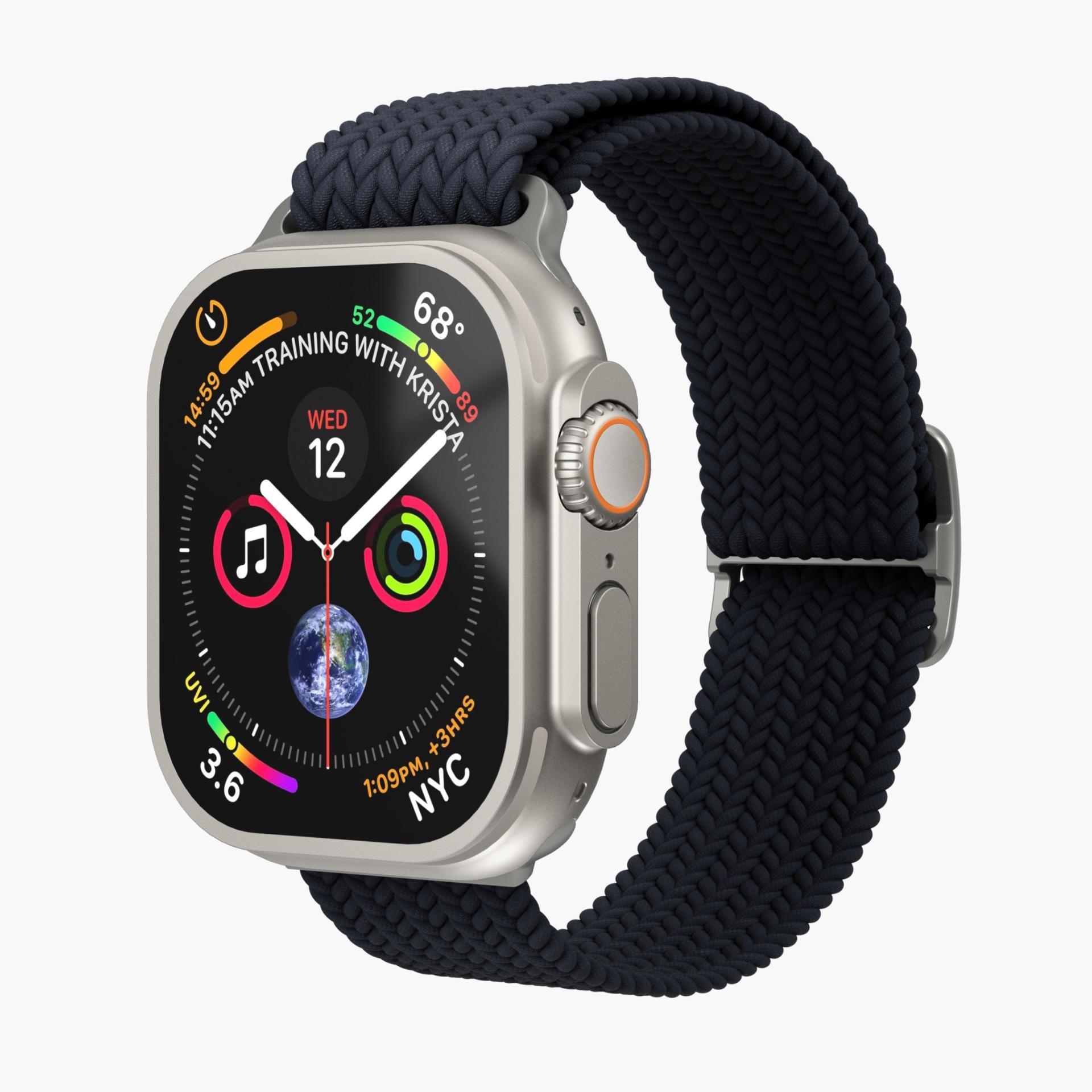 Watch Strap - Woven Loop - Armband für Apple Watch 44 / 45 / 46 / 49 mm, Navy Armband