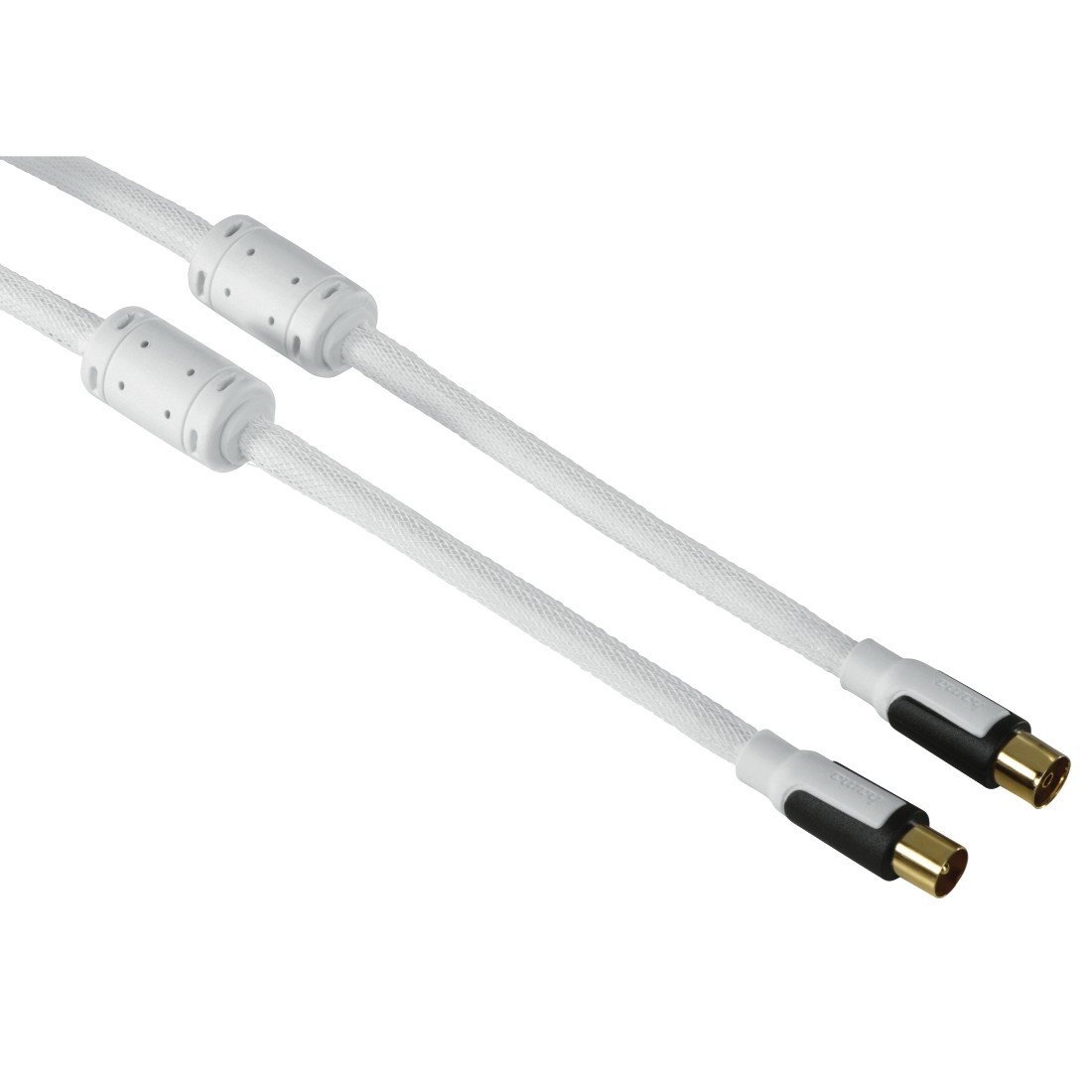 Antennen-Kabel Koax-Stecker-Koax-Kuppl., Gewebe, verg., 1,5 m, 100 dB, weiß (56578)