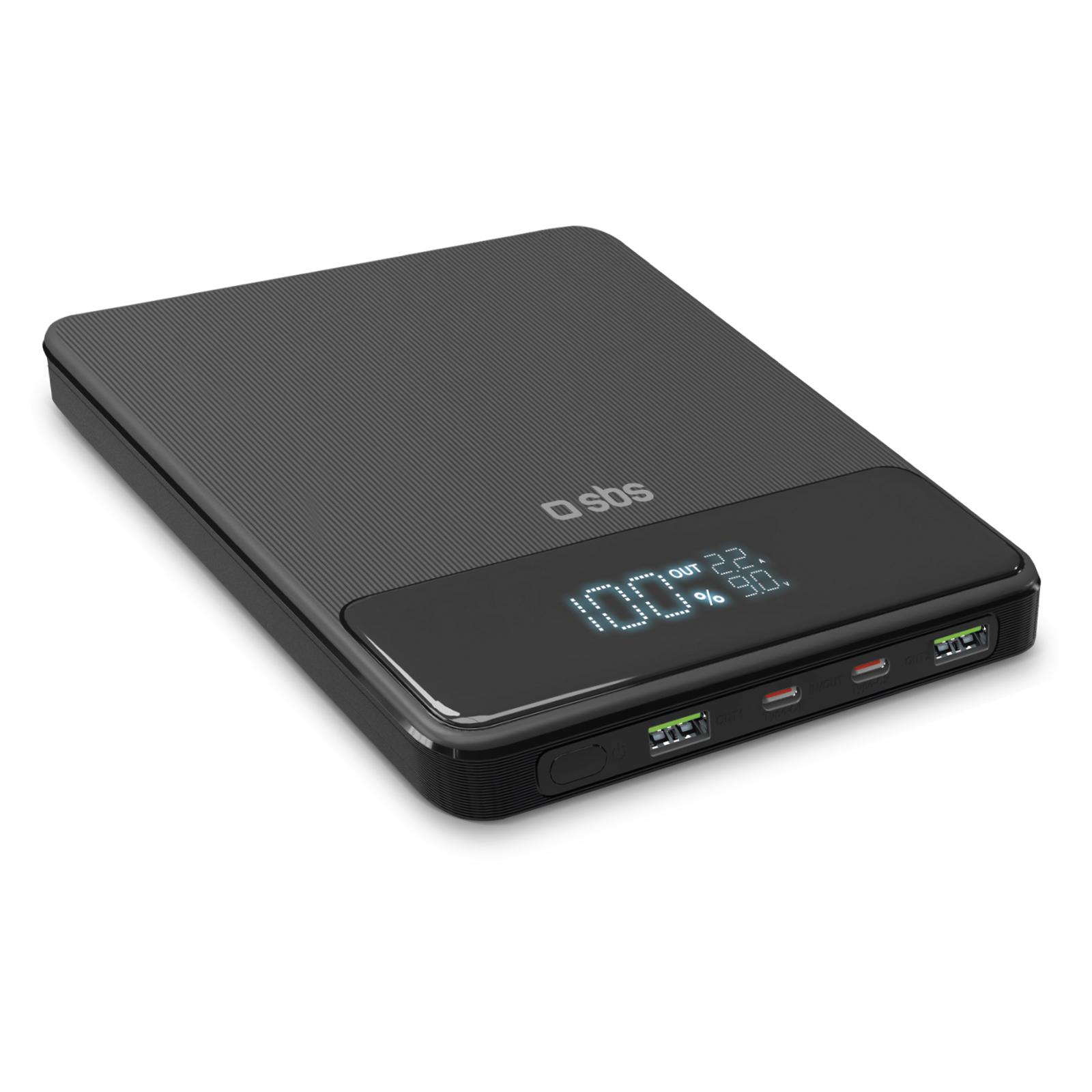 Ultra-schlanke Powerbank mit 20.000 mAh 100 Watt, Schwarz