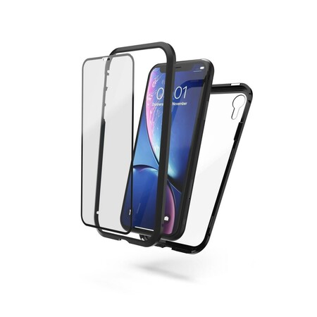 Cover "Magnetic+Glas+Displayglas" für Apple iPhone XR, Schwarz/Transp.