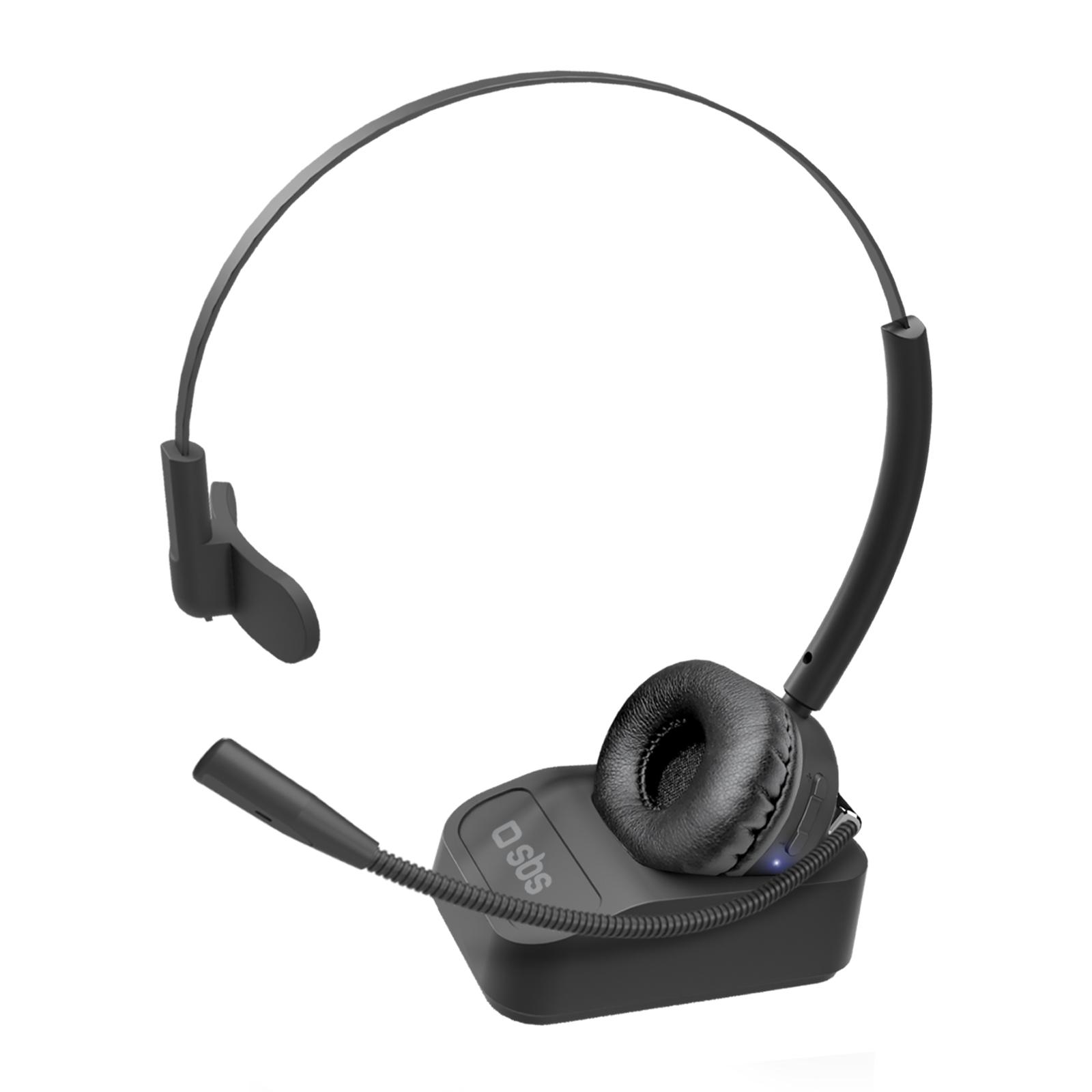 Kabelloses Mono-Headset mit Ladestation, Schwarz Büroheadset