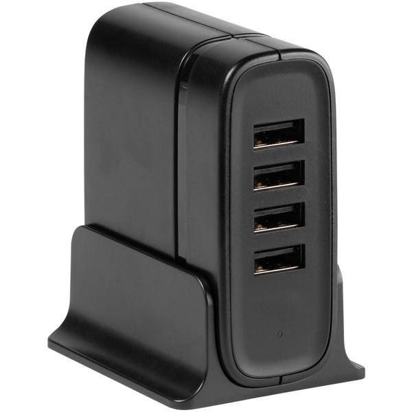 USB 4fach Desktop Ladegerät mit Smart IC, schwarz 1,8m (38825)