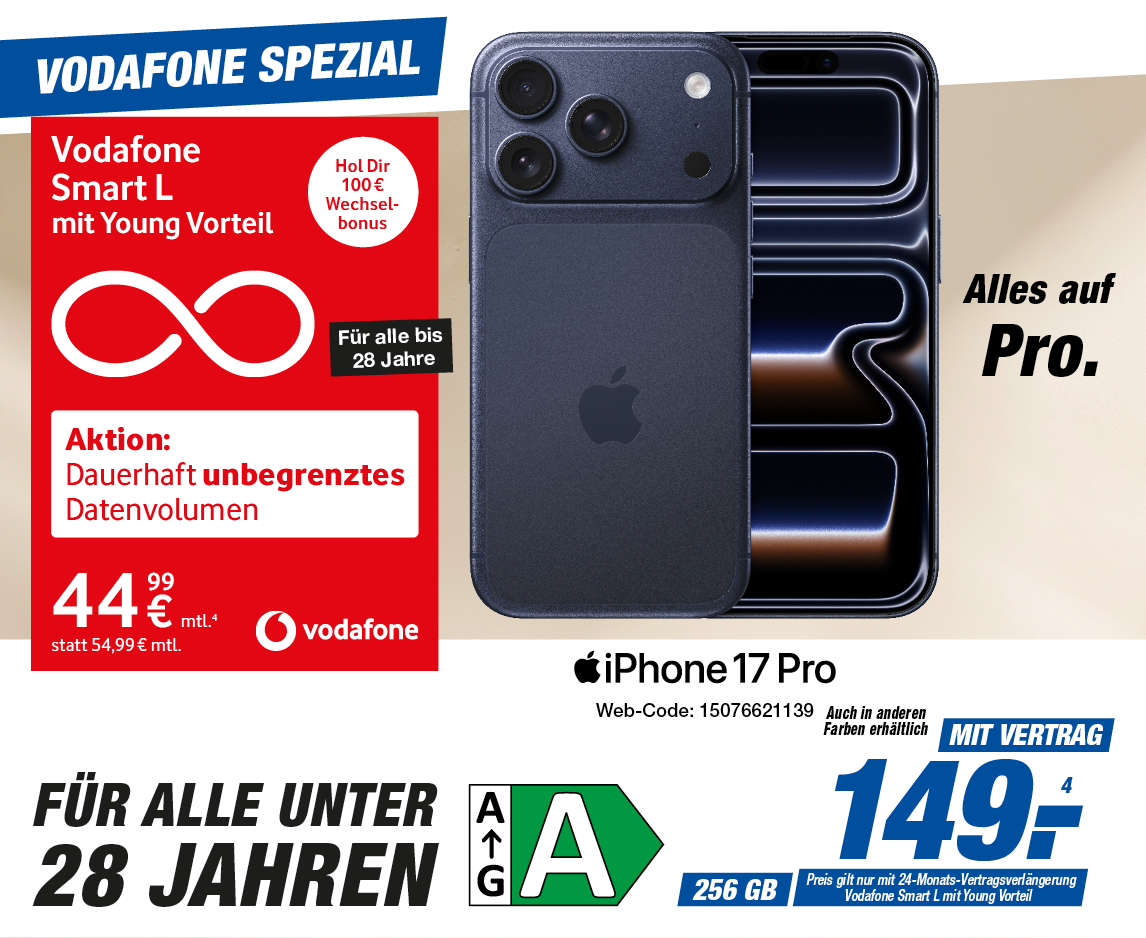 📱 iPhone 17 Pro – Vodafone Smart L mit Young Vorteil 🎓