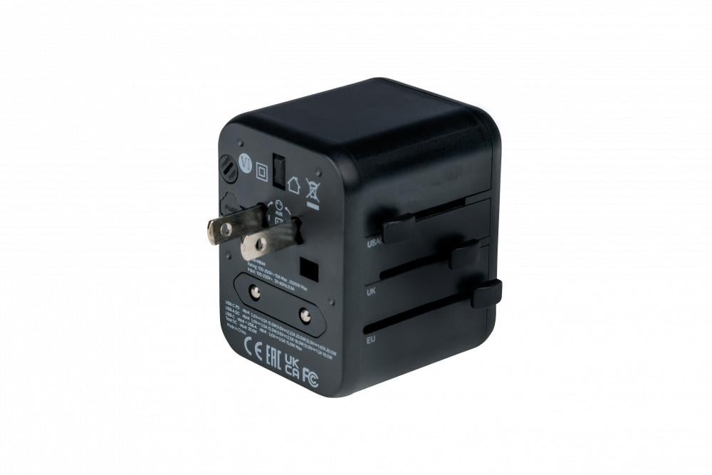 Universal-Reiseadapter UTA-02, USB-C PD, USB-A QC, Schwarz
