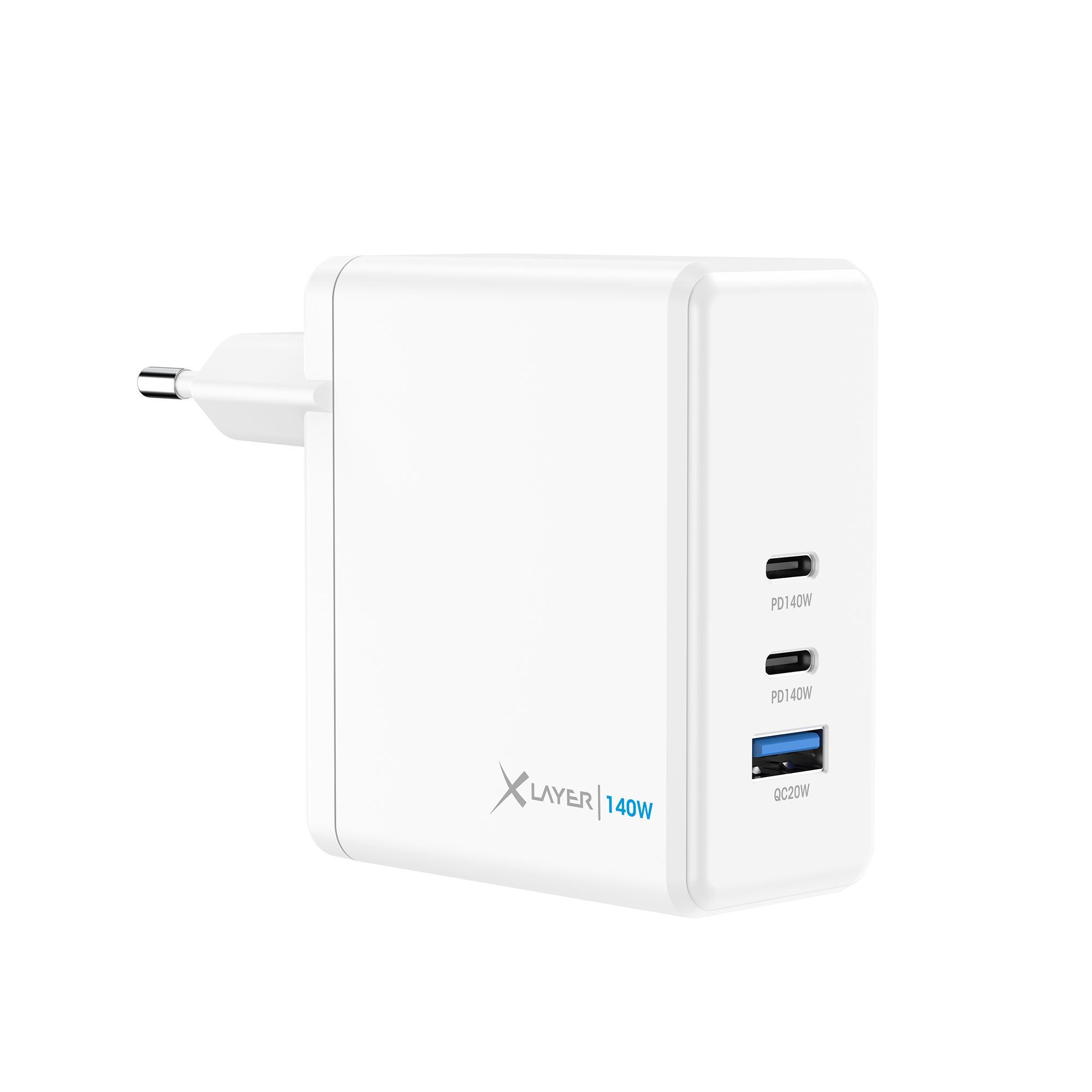 140W Power Charger weiß 2x USB-C 1x USB-A GaN-Technologie