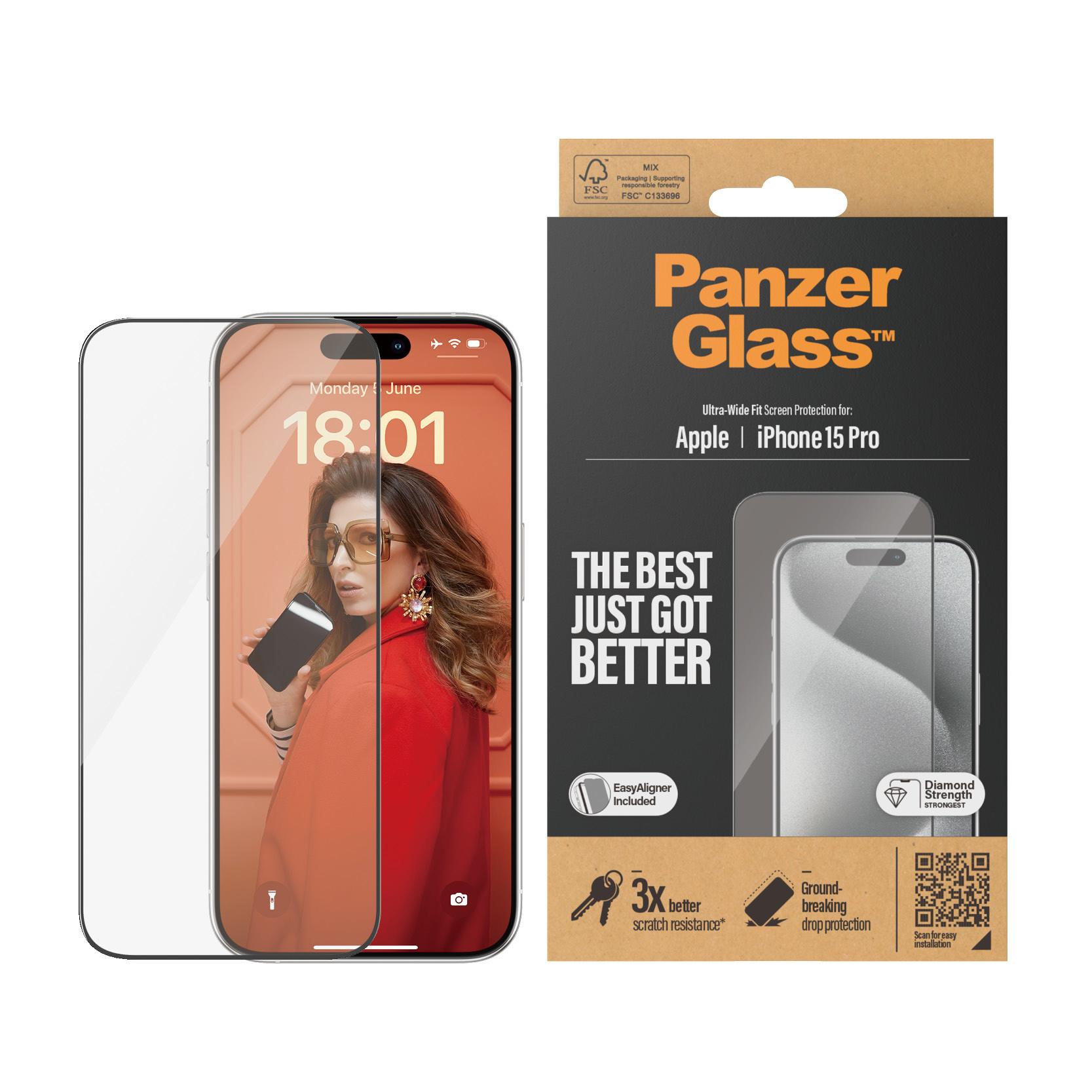 iPhone 15 Pro Ultra-Wide Fit mit EasyAligner (2810) Schutzglas