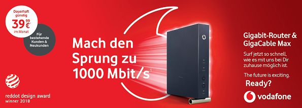 Mach den Sprung zu 1000 Mbit/s Vodafone GigaCable-Max Vertragsangebot