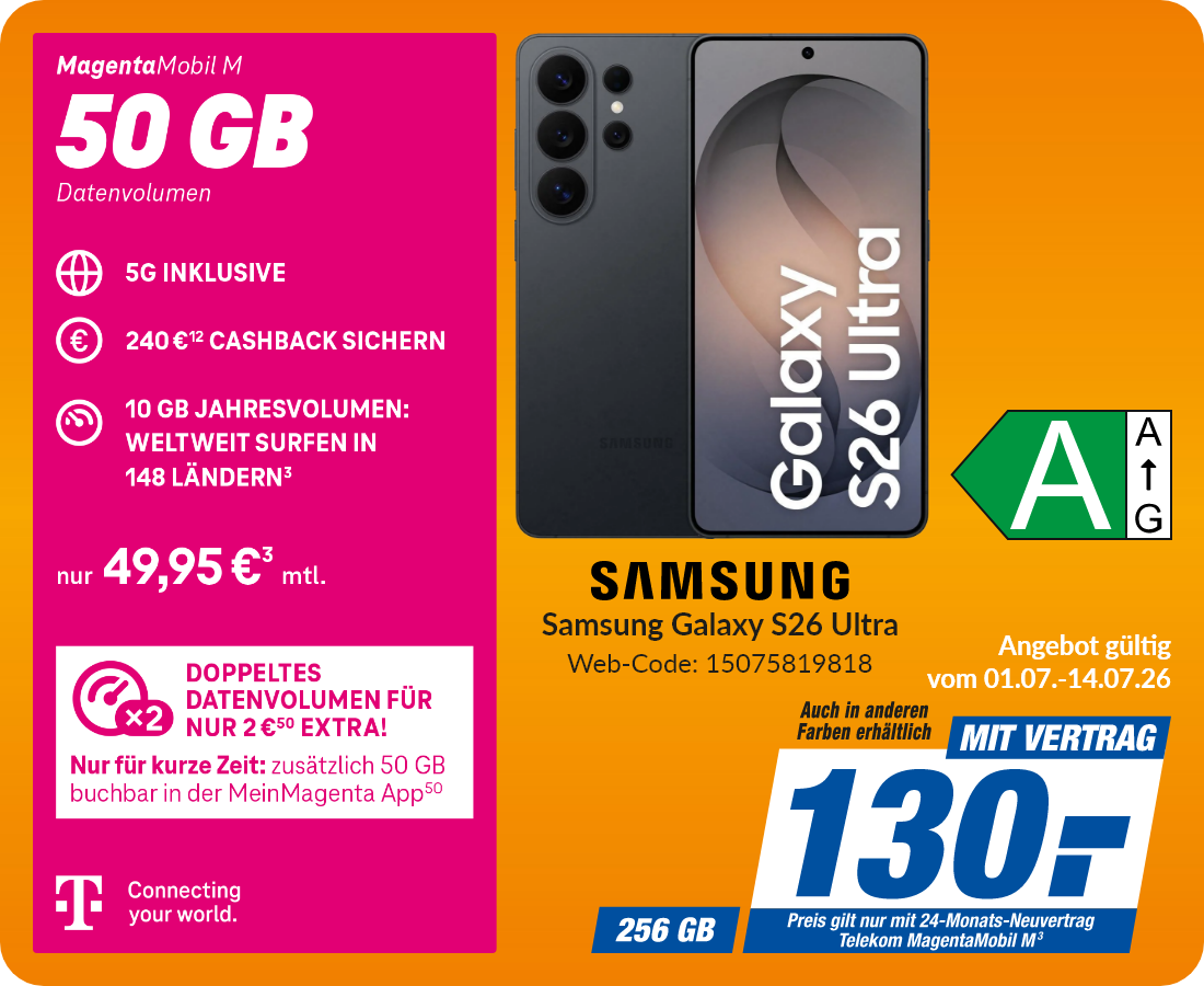 Samsung S26 Ultra mit Magenta Mobil M für 130€!