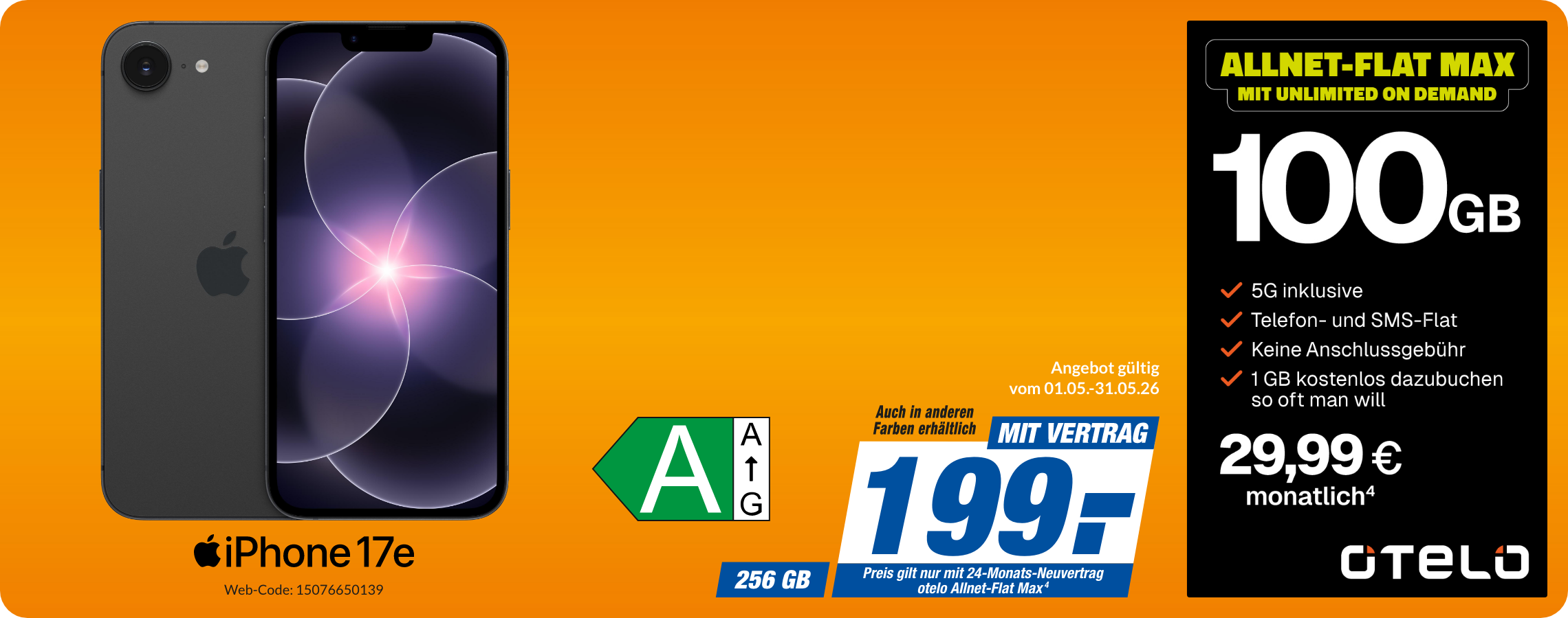 Apple iPhone 17e mit Allnet Flat Max für 199€!