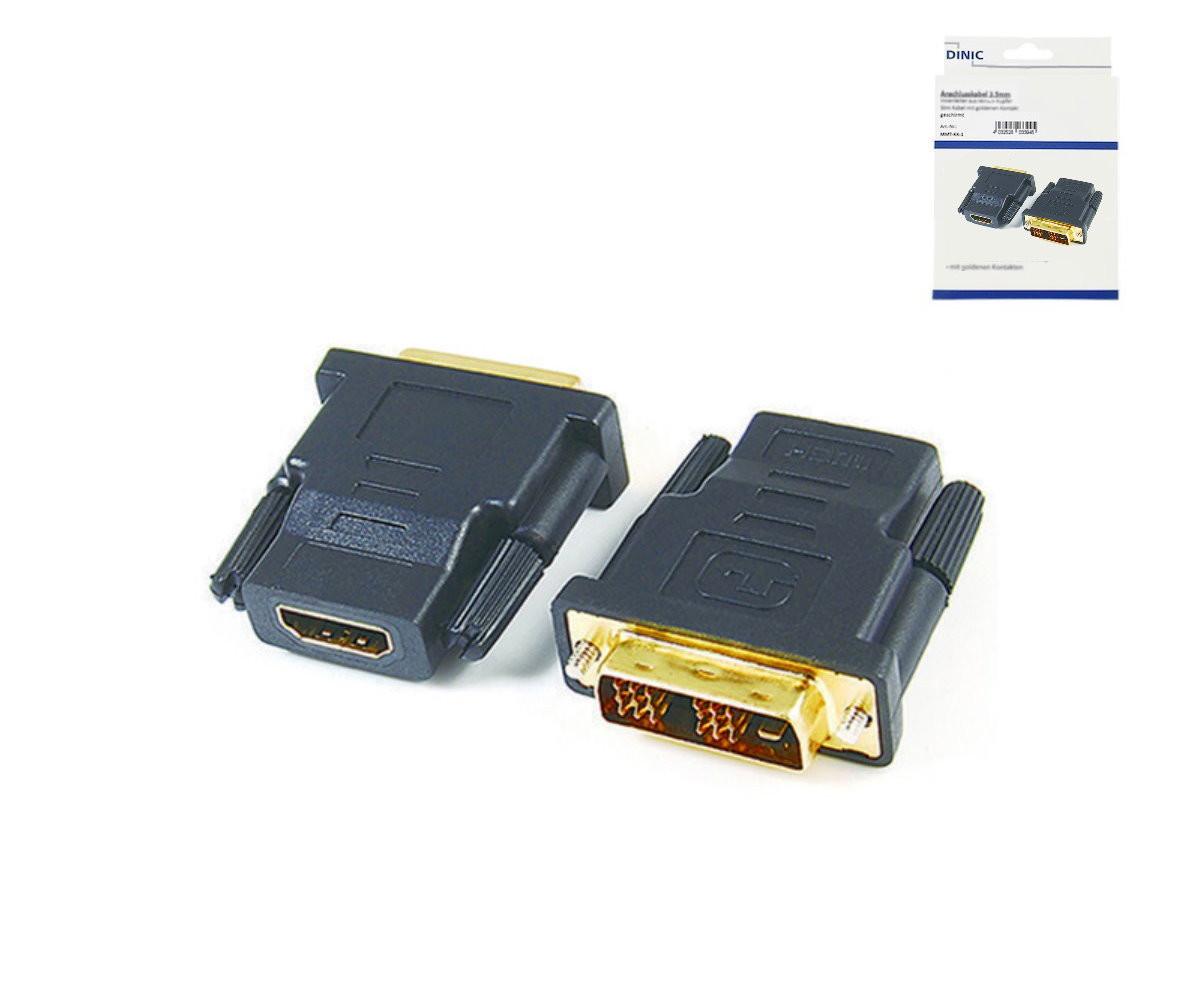 Adapter HDMI auf DVI Stecker, vergoldete Kontakte, Schwarz