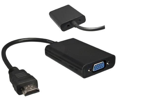 HDMI Adapter Typ A 19pol Stecker auf VGA Buchse, mit Audio-Buchse, Schwarz