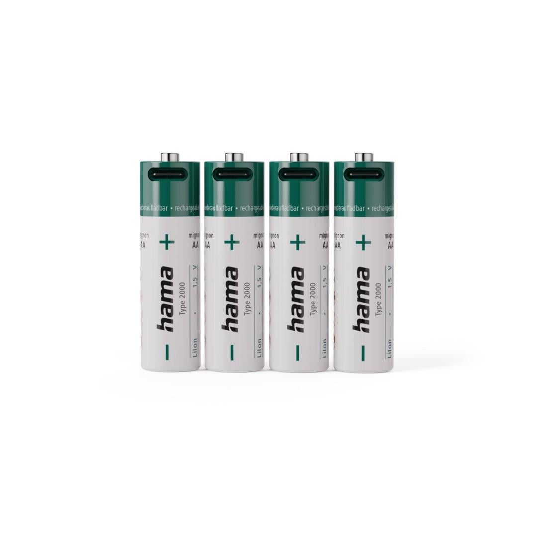 Li-Ion-Akku mit USB-C, AA Mignon, Type2000, 1,5V, 1900mAh, 4 Stück (00223533)
