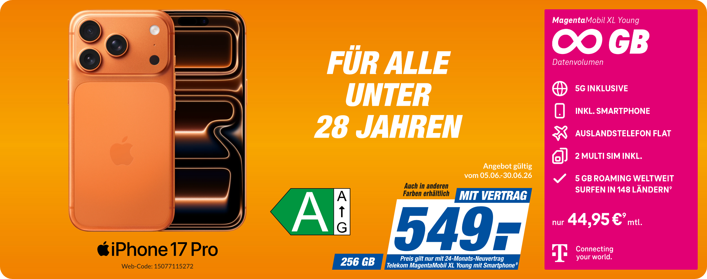 iPhone 17 Pro mit Magenta Mobil XL Young für 549€!