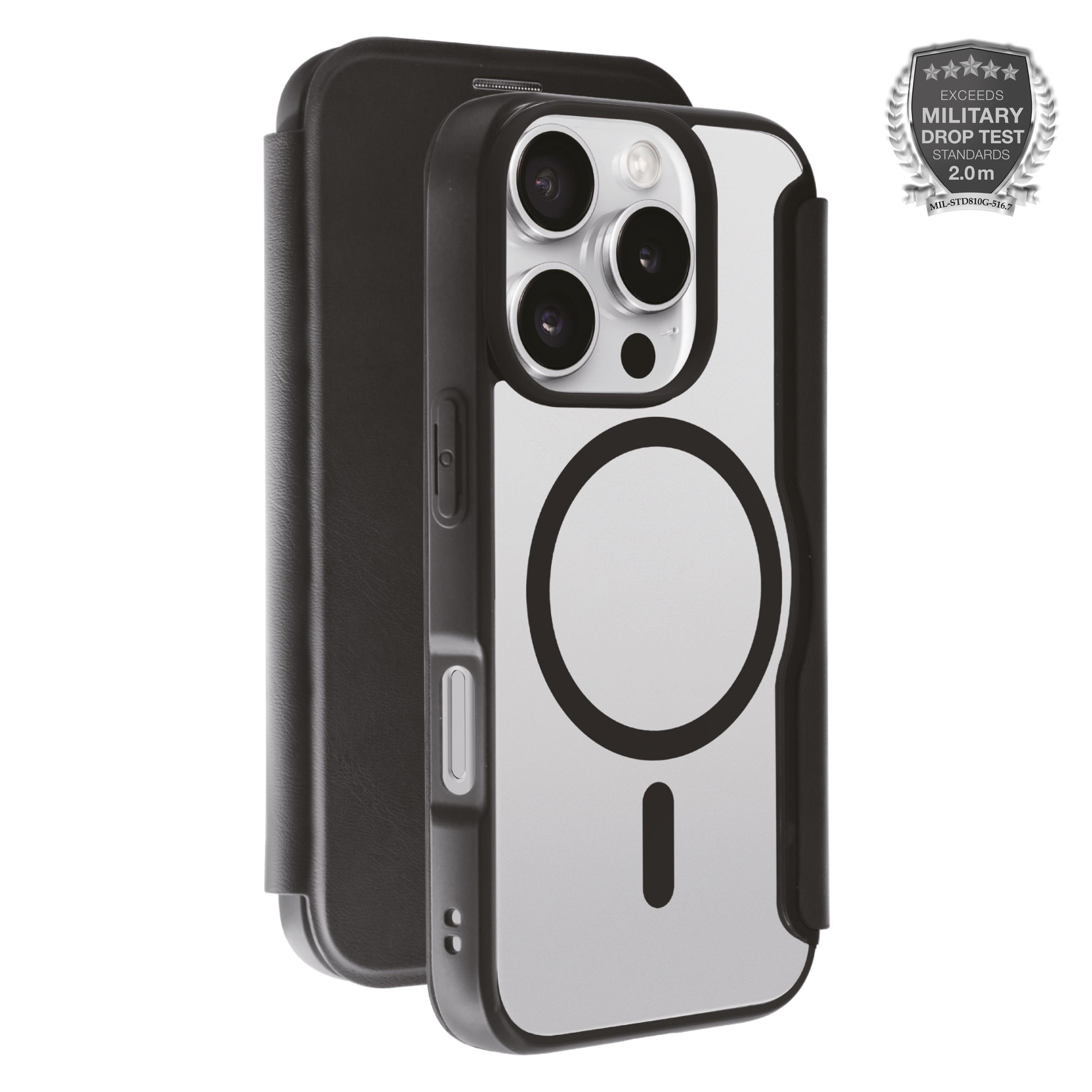 MAG PREMIUM Wallet für iPhone 16 Pro, 2.0m Drop-Protection, MagSafe Suport (64227) Handyhülle