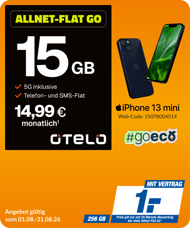 iPhone 13 mini mit AllnetFlat GO für 1€!
