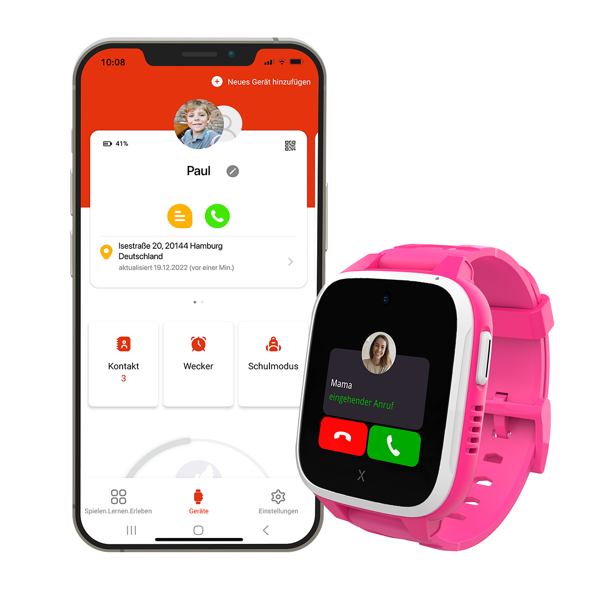 XGO3 Kinder-Smartwatch in Pink, Begleiter im Familienalltag mit GPS