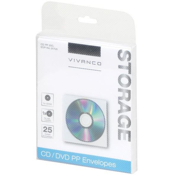 31706 CD/DVD Umschläge, 25er Pack transparent
