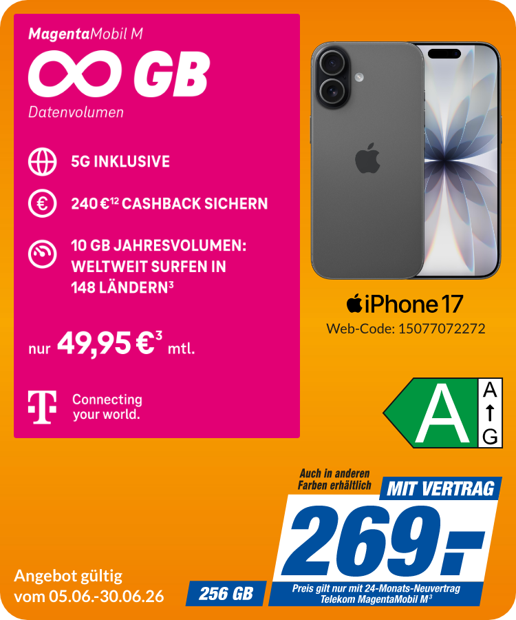 iPhone 17 mit Magenta Mobil M für 269€!