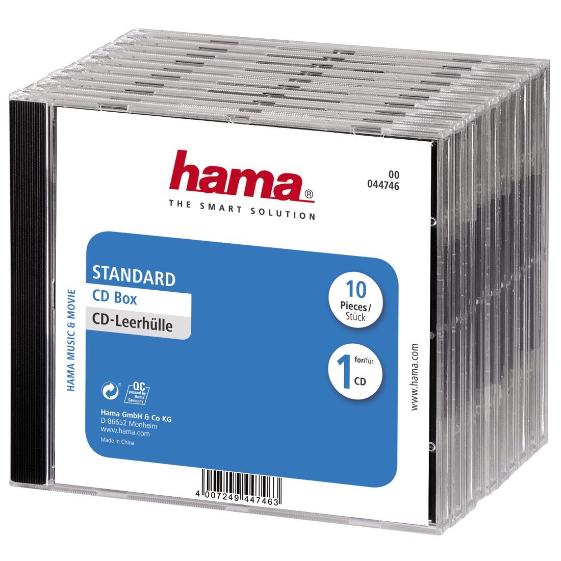 CD-Leerhülle Standard, 10er-Pack, Transparent/Schwarz (00044746)